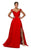 Terani Couture - 1911P8153 Deep V-Neck Mock Wrap High Slit Gown