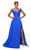 Terani Couture - 1911P8153 Deep V-Neck Mock Wrap High Slit Gown