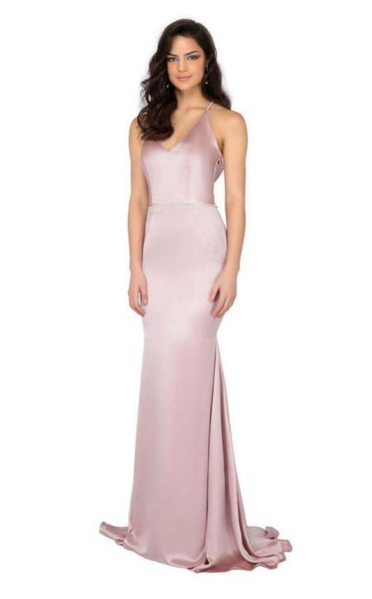 Terani Couture - 1911P8171 Strapless Satin Cowl Back Mermaid Gown
