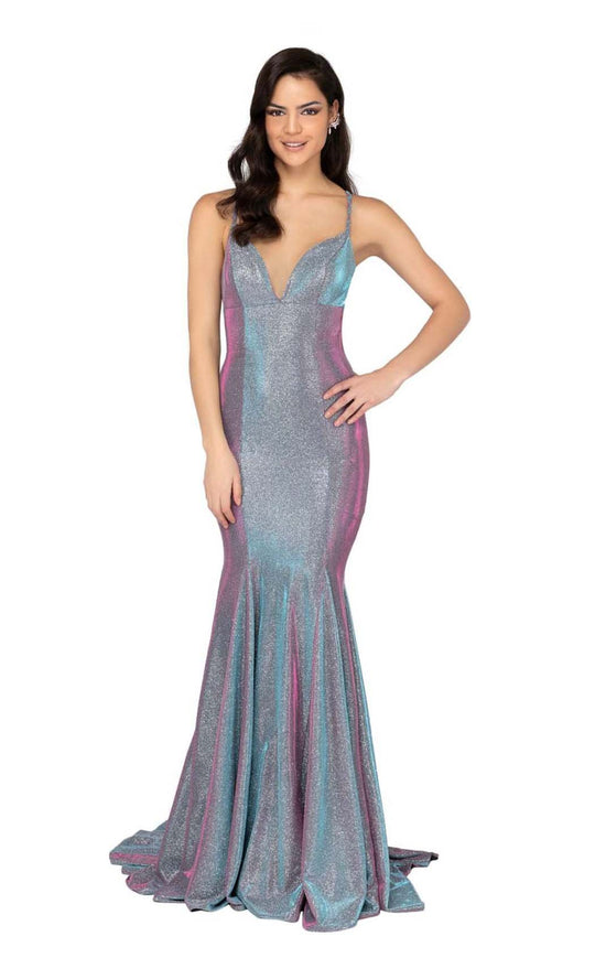 Terani Couture - 1911P8174 Metallic Glitter Knit Braided Strap Gown