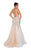 Terani Couture - 1911P8356 Beaded Deep V-neck Trumpet Dress With Train