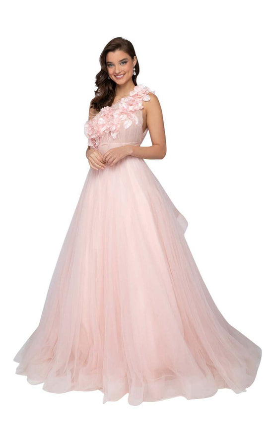 Terani Couture - 1911P8479 Floral Applique Tulle Ballgown