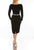 Terani Couture - 1911C9009 Plunging Illusion Beaded Long Sleeve Dress In Black