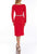 Terani Couture - 1911C9009 Plunging Illusion Beaded Long Sleeve Dress In Red