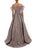 Terani Couture - 1911E9138 Fringed Off-Shoulder Pleated Ballgown In Pink and Gray
