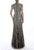 Terani Couture - 1911GL9469 Beaded High Neck Gown with Slit In Black and Gray