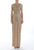 Terani Couture - 1911GL9470 Beaded Jewel Neck Sheath Dress In Brown and Silver
