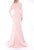 Terani Couture - Asymmetric Neckline Long Sleeve Formal Gown 1911M9320 In Pink