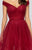 Terani Couture - 1911P8019 Off Shoulder Glitter Tulle Ruffled Gown In Red