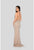 Terani Couture - 1911P8112 Crystal Beaded Deep V-neck Sheath Dress In Neutral