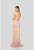 Terani Couture - 1911P8112 Crystal Beaded Deep V-neck Sheath Dress In Pink and Neutral