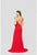Terani Couture - 1911P8136 Jewel Sheath Dress with Slit In Red and Silver