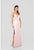 Terani Couture - 1911P8152 Sleeveless Satin Column Gown with Side Slit In Pink 