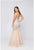 Terani Couture - 1911P8352 Beaded Deep V-neck Mermaid Dress In White and Neutral