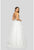 Terani Couture - 1911P8503 Beaded Plunging V-neck Tulle Ballgown In White and Gold