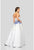Terani Couture - 1911P8514 Floral Applique Metallic Print Ballgown In White and Blue