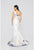 Terani Couture - 1911P8637 Metallic Print Floral Applique Mermaid Gown In White and Blue