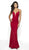 Flair Prom - 19124 Shimmer Knit Strappy Back Mermaid Gown In Red
