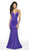 Flair Prom - 19124 Shimmer Knit Strappy Back Mermaid Gown In Purple