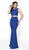 Flair Prom - 19127 Two Piece Lace Satin Trumpet Dress In Blue