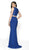Flair Prom - 19127 Two Piece Lace Satin Trumpet Dress In Blue