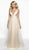 Flair Prom - 19128 Sequined Deep V-neck Tulle A-line Dress In Neutral