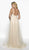 Terani Couture - 1911E9110 Beaded Off-Shoulder Capelet Mermaid Gown In Gray