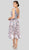 Terani Couture - 1912C9044 Floral V-Neck A-Line Tea-Length Dress In Pink and Silver
