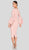 Terani Couture - 1912C9643 Feather-Fringe Sleeve Plunging Sheath Dress In Pink