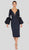 Terani Couture - 1912C9643 Feather-Fringe Sleeve Plunging Sheath Dress In Blue