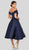 Terani Couture - 1912C9656 Off-Shoulder Tea Length A-line Dress In Blue