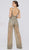 Terani Couture - 1912E9156 Crystal Beaded Lace Halter Jumpsuit In Gray