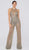 Terani Couture - 1912E9156 Crystal Beaded Lace Halter Jumpsuit In Gray