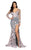 Terani Couture - 1912E9159 Floral Applique V-neck Trumpet Dress