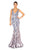 Terani Couture - 1912E9160 Floral Applique V-neck Long Trumpet Dress