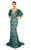 Terani Couture - 1912E9177 Fully Lace Deep V-neck Trumpet Dress