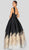 Terani Couture - 1912E9180 Two Tone Asymmetric Pleated Ballgown In Black and Gold