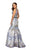 Terani Couture - 1912E9182 Printed Plunging V-neck Mermaid Dress