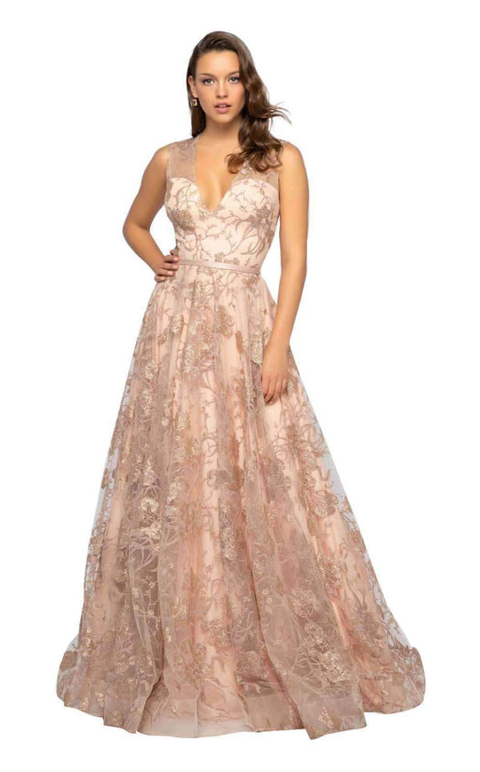 Terani Couture - 1912E9206 Embellished Plunging V-neck A-line Dress