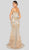 Terani Couture - 1912GL9572 Sparkling Off Shoulder Slit Evening Gown In Gold