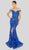 Terani Couture - 1912GL9572 Sparkling Off Shoulder Slit Evening Gown In Silver