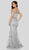 Terani Couture - 1912GL9572 Sparkling Off Shoulder Slit Evening Gown In Silver