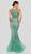 Terani Couture - 1912GL9573 Embellished V Neck Sleeveless Mermaid Gown In Green and Neutral
