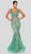 Terani Couture - 1912GL9573 Embellished V Neck Sleeveless Mermaid Gown In Green and Neutral