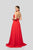 Terani Couture - 1912P8223 Beaded Plunging Halter Dress In Red
