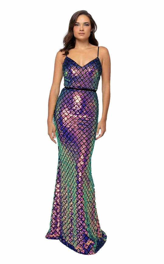 Terani Couture - 1912P8242 Sequined V-neck Sheath Dress