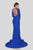 Terani Couture - 1912P8281 Long Sleeve Open Back Satin Mermaid Gown In Blue