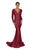 Terani Couture - 1912P8281 Long Sleeve Open Back Satin Mermaid Gown