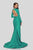 Terani Couture - 1912P8285 Long Sleeve Plunging V-Neck Mermaid Gown In Green
