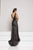 Colors Dress - 1912 Plunging Sheer Beaded Evening Gown in Black
